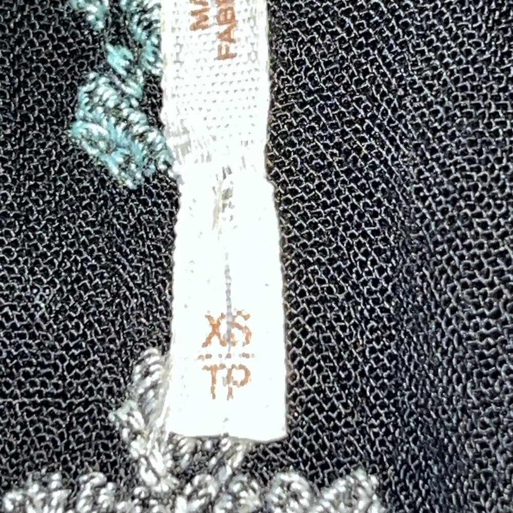FP FREE PEOPLE STAR GAZER BLACK & BLUE LONG SLEEVE EMBROIDERED DRESS - EUC -  XS - Picture 12 of 14
